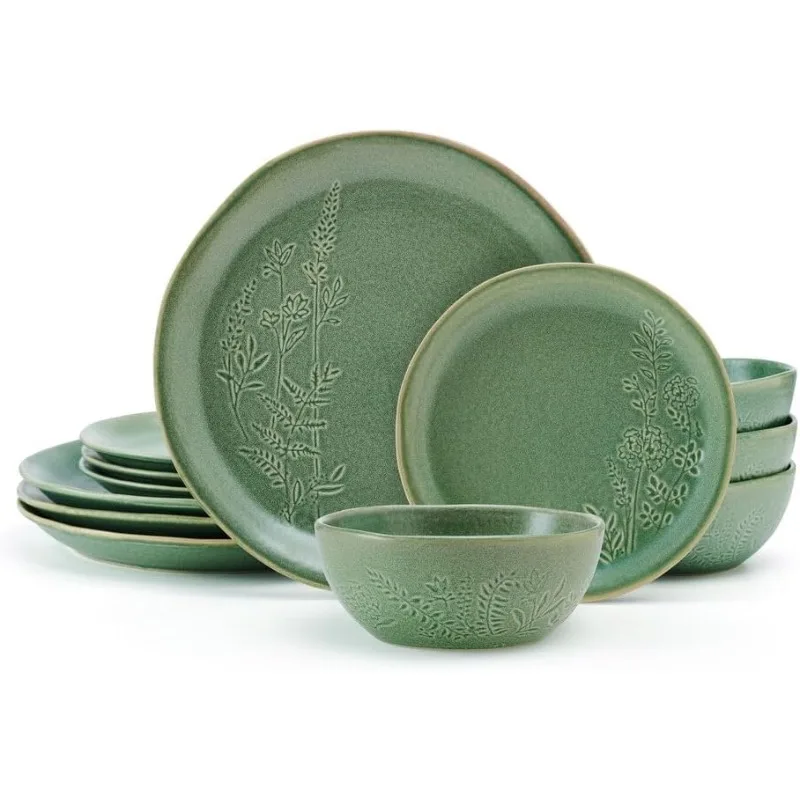 Carrie 12 Piece Dinnerware Set, Service for 4, Green