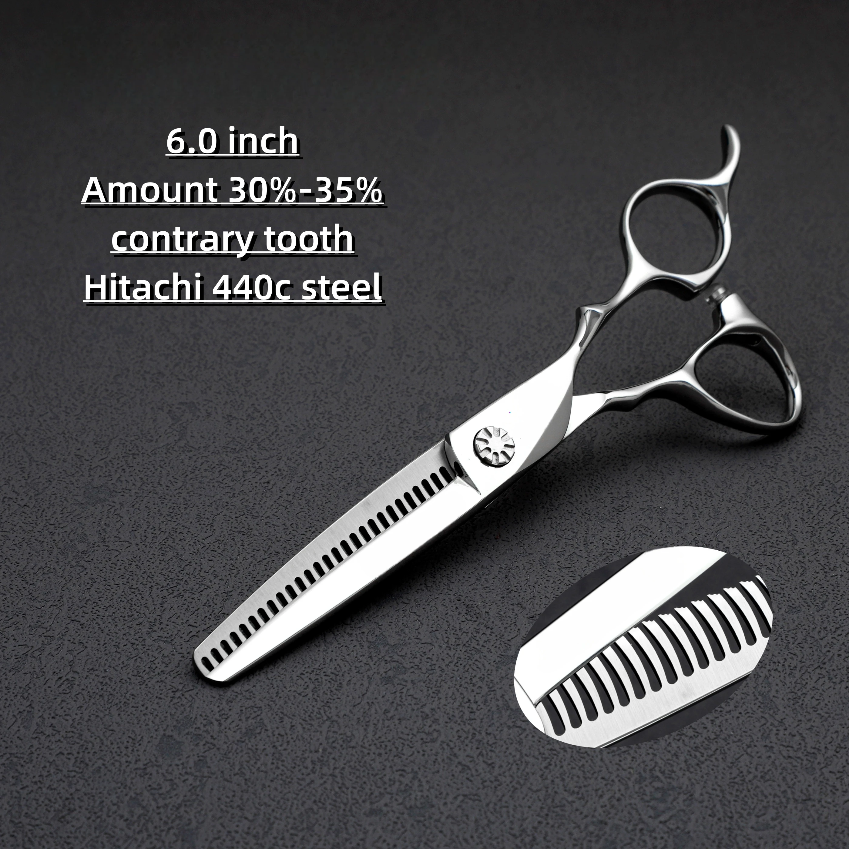 6.0 inch Contrary tooth Thinning sissors，Professional Barber sissors，man and woman thinning shears，440C steel Barber accessories