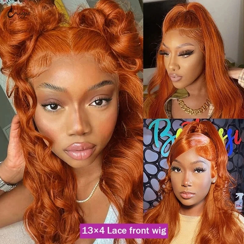 Ginger Orange 13x4 Lace Front Human Hair Wigs Body Wave 13x6 Human Hair Lace Frontal Wig Transparent Lace Wigs For Women Sale