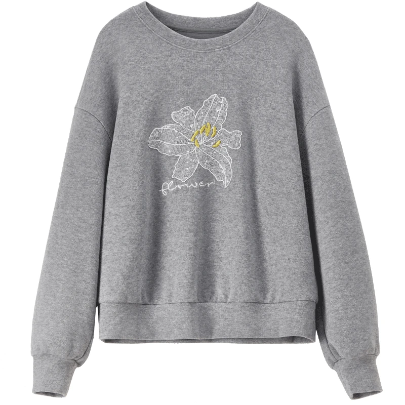 SENTUBILA Knitted Sweatshirts for Woman 2025 Autumn Winter O Neck Loose Pullovers Casual Letter Embroidered Sweaters 153AC3453