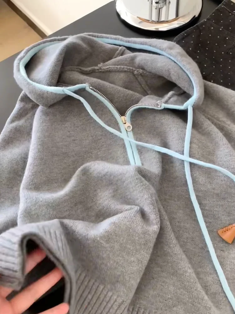 Trendy ort gebreide trui dames herfst winter nieuwe Sle casual chique kleur Blo hoodie faionable veelzijdige top voor meisjes