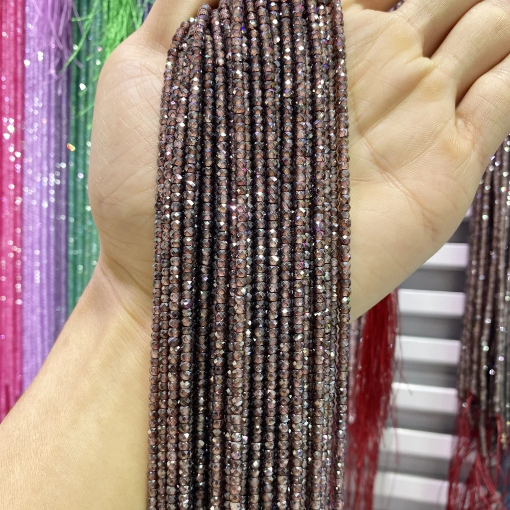 2x3MM Natural Faceted Zircon Rondelle Stone Beads Natural Stone Loose Beads for Jewelry Making Diy Bracelet Accessories