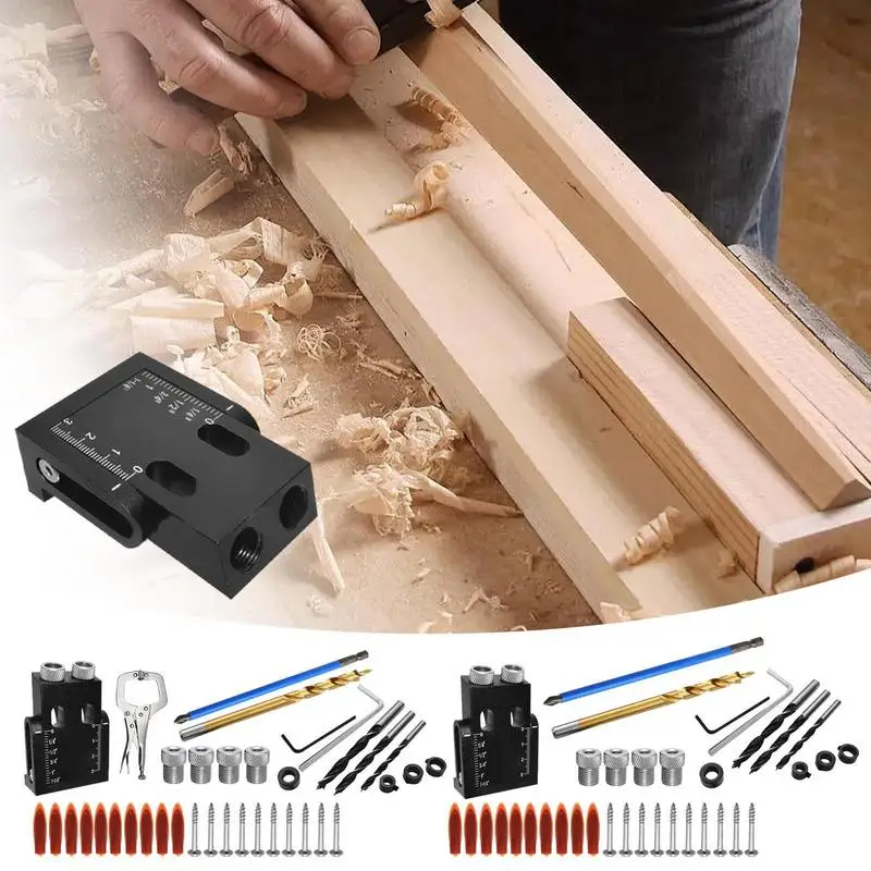 Kit de plantilla de agujero de bolsillo, guía de perforación, localizador de perforador, Kit de herramientas de localización de perforación de 15 ángulos, juego de sistema de plantilla de agujero de bolsillo para carpintería