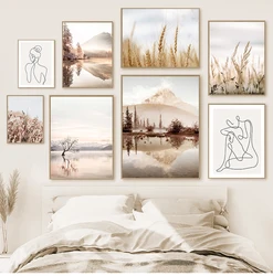 Scenery Poster Wall Art Canvas Painting Modern Nordic Nature Landscape Picture Home Art Decor Prints for Living Room Design