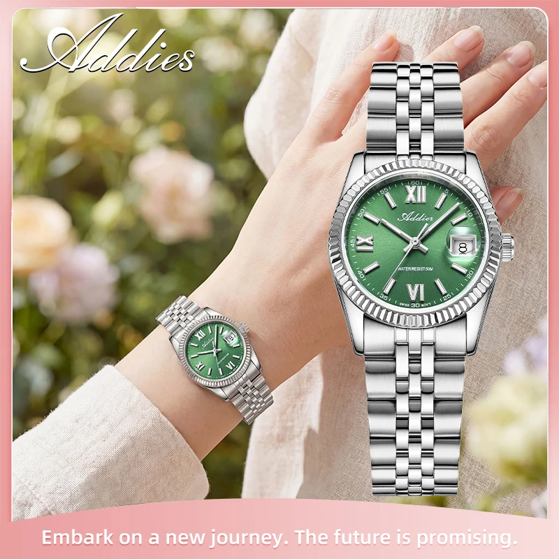 

Роскошные женские часы ADDIES из нержавеющей стали, 28 мм, кварцевые, водонепроницаемые (5 бар), с люминесцентным покрытием BGW9, высококачественные женские часы.