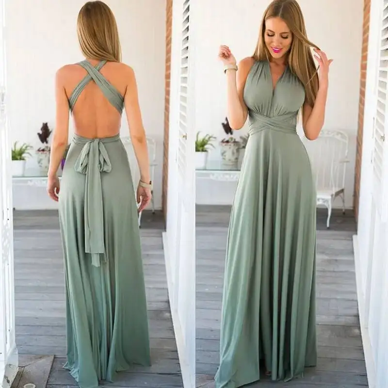 Sexy Women Multiway Wrap Convertible Boho Maxi Club Red Bandage Long Dress Party Bridesmaids Infinity Robe Longue Femme