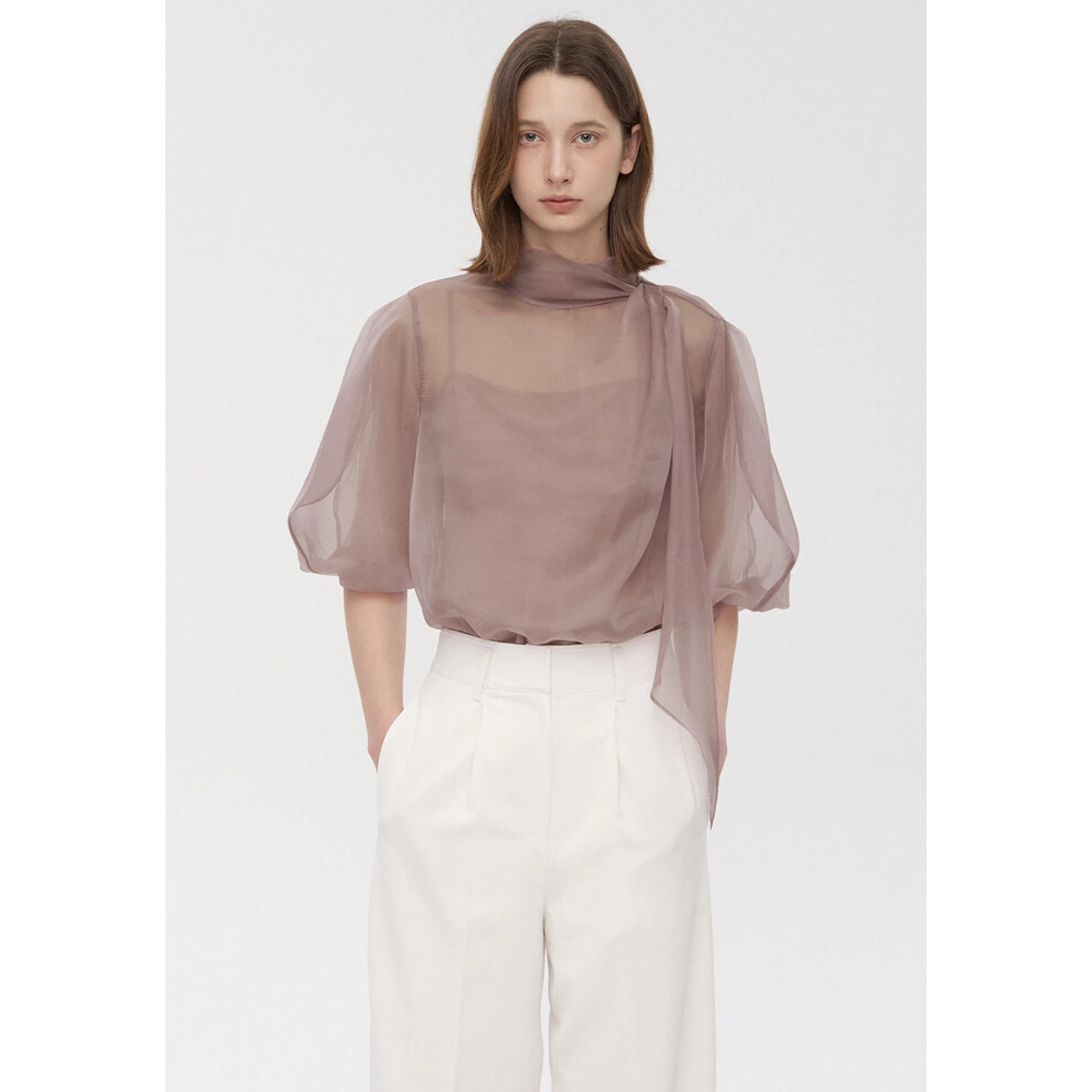 

Рубашка Sweet Cheesecake Lemon Spring Summer 2026 в повседневном стиле с поясом, из дышащего хлопка, свободного кроя, с круглым вырезом, с длинным рукавом