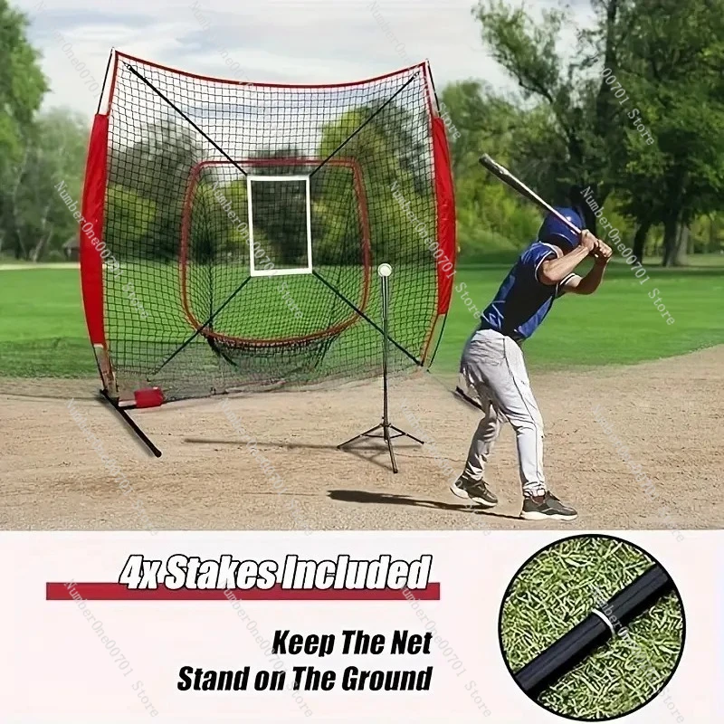 Portable Baseball Training Net Set With Strike Target & Batting Tee Complete Outdoor Hitting Practice Equipment