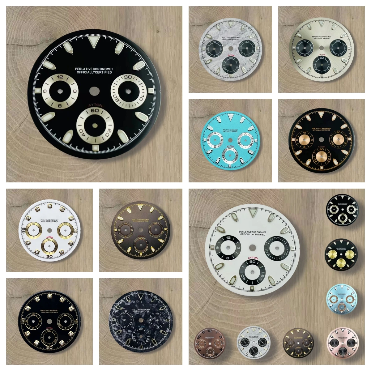 29,5 mm S-Logo-Panda-Zifferblatt, passend für VK63-Uhrwerk, grün leuchtendes, hochwertiges Zifferblatt, Uhrenmodifikationszubehör