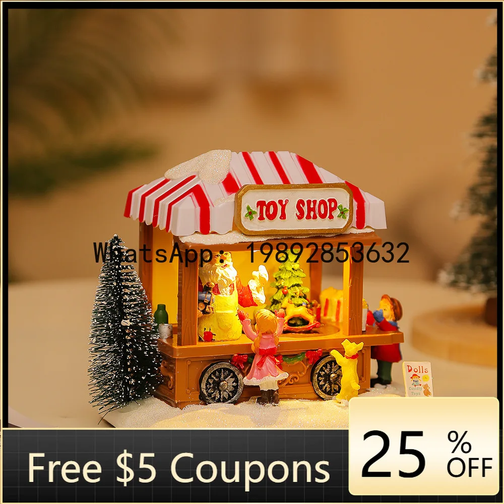 

Z4 Christmas Decorations Glowing Music House Resin Crafts