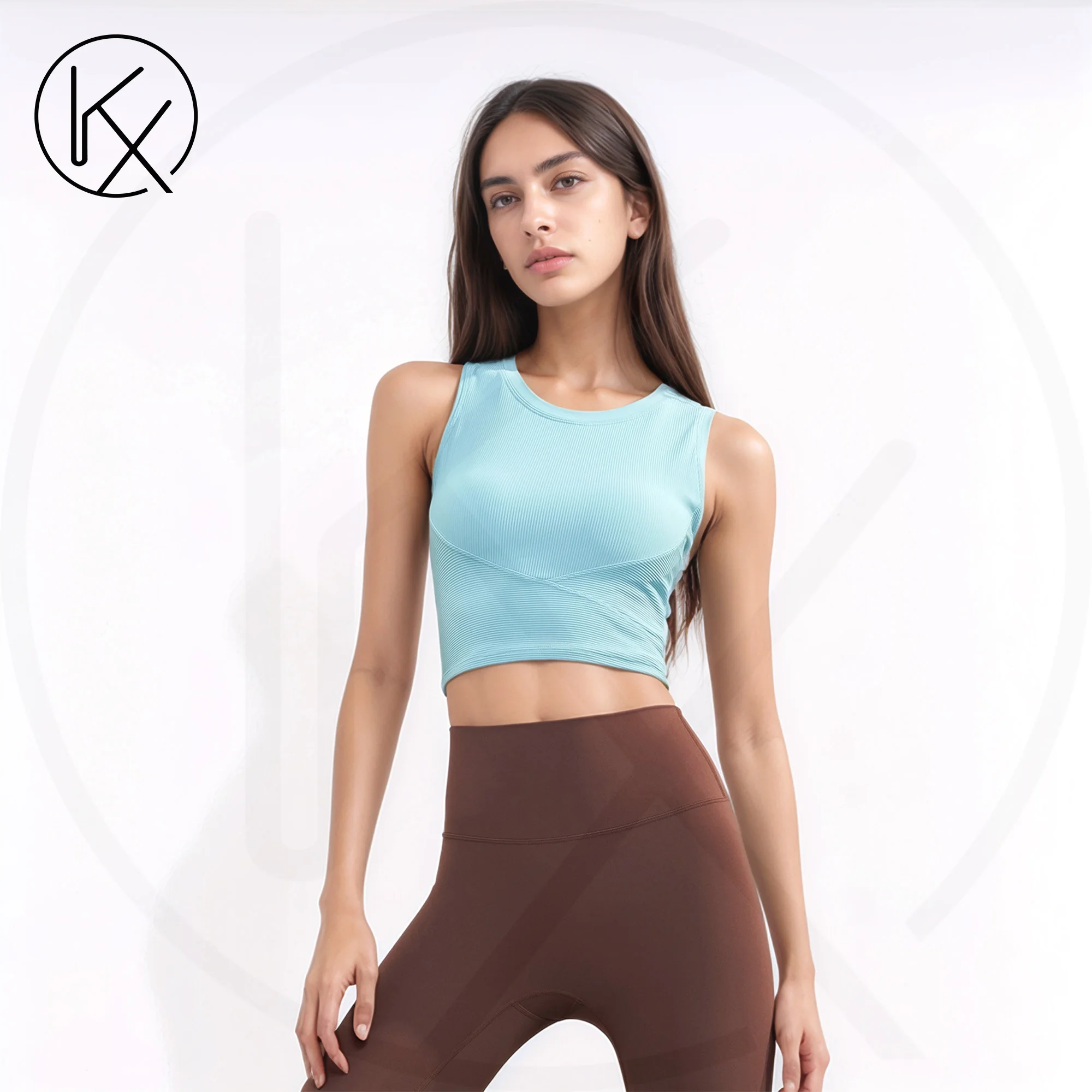 

kaixiggmm Nylon Women's Dopamine Color Sports Underwear Multi color Splicing Yoga Vest Gym Cycling Soft Skin friendly Sports Top