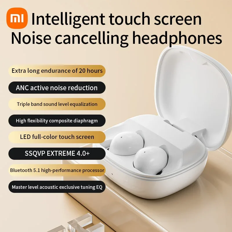 XIAOMI S09 ANC Bluetooth5.4 Earbuds TWS Wireless In Ear Headphone Touch Screen Noise Cancelling Headset With Mic For Android iOS