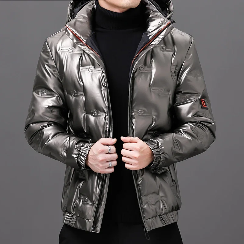 Youth Fashion Trend Comfortable and Versatile Warm Jacket High-quality Glossy Solid Color Hooded Warm Down Jacket