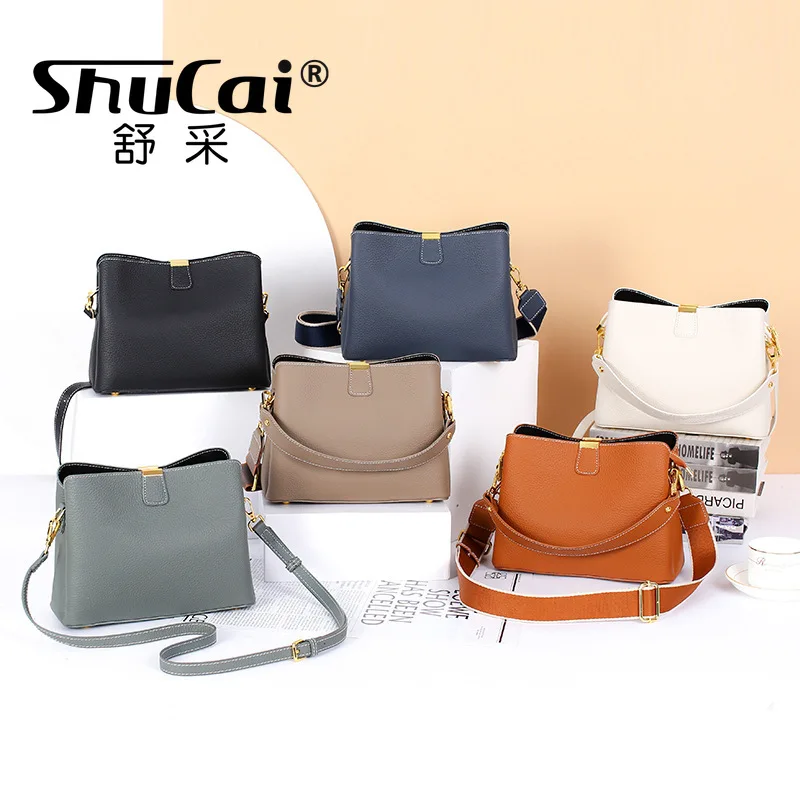 Genuine Leather Women\'s Bag New Handbag Female Fashion Crossbody Bag Female Large Capacity Black