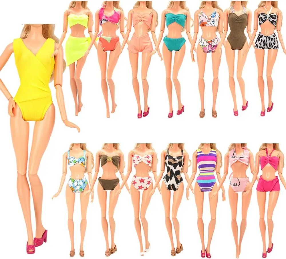 BARWA 5 Sets Swimwear Swimsuit Beach Bikini Bathing Clothes with Shoes for 11.5 Inch Doll