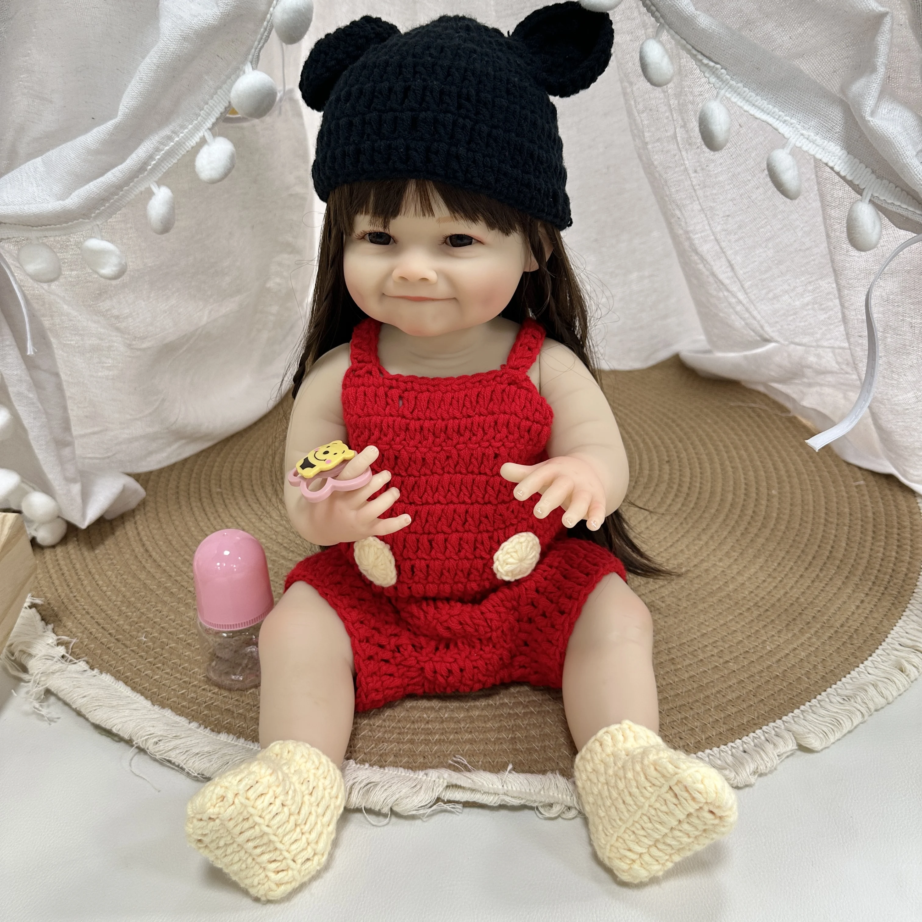 

55CM/22inch Cokela Realistic Finished Bebe Reborn Silicone Vinyl Cloth girl Body Doll Maddie Handmade Toy For Christmas Gift