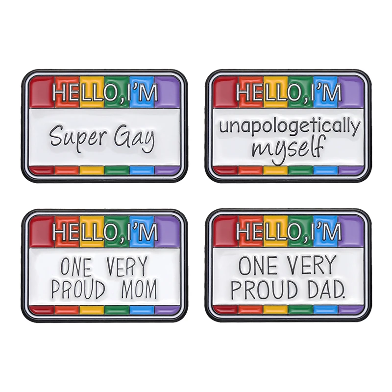 Hello, I'm Super Gay Brooch LGBT Rainbow Enamel Pin Badge Jewelry Custom Friendship Gift Metal Lapel Backpack Shirt Accessories