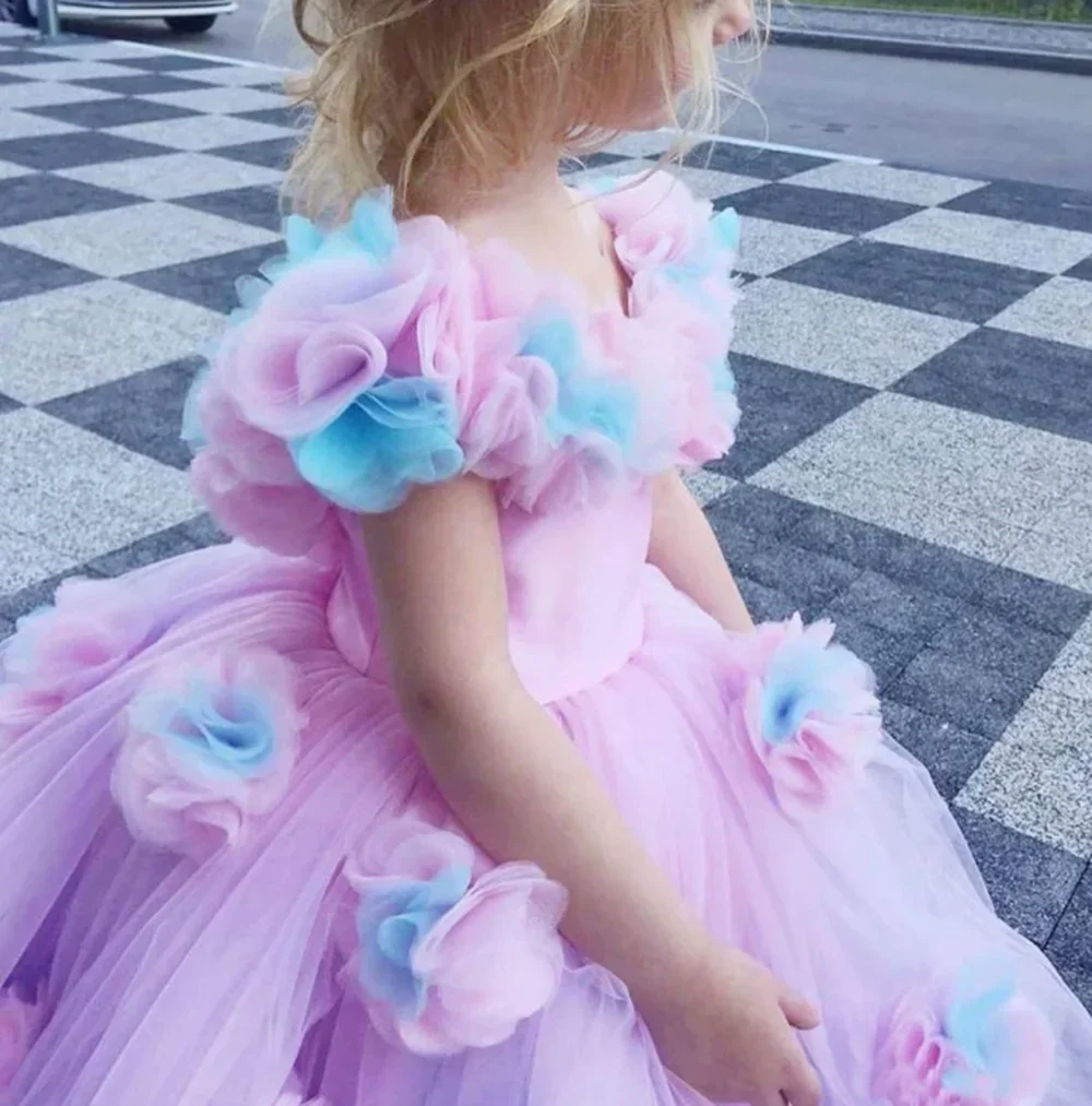 Vestidos de primera comunión sin mangas, vestido elegante con cuello en V, vestido de flores para niñas, fiesta de boda, baile, belleza, desfile, regalo de fantasía para niños