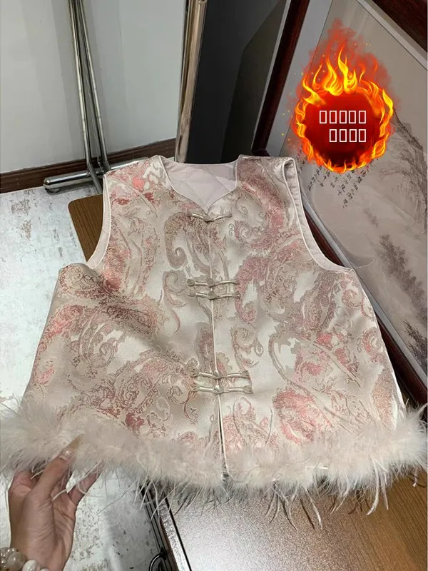 

Новая женская куртка в китайском стиле с перьями, хлопковая, теплая, с вышивкой, с перьями птицы райской, женский топ