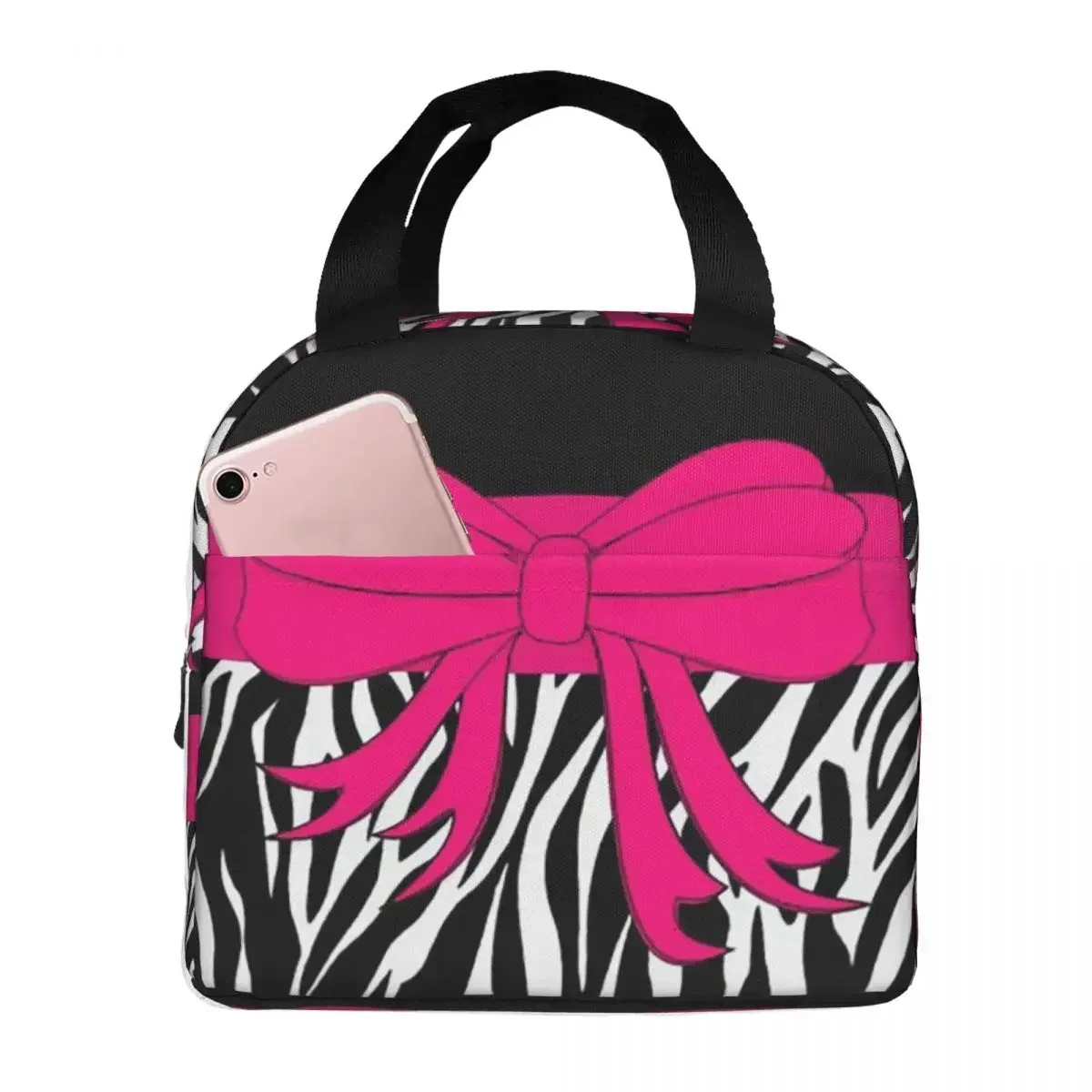 Hot Pink Zebra And Leopard Animal Print Stripes Insulated Lunch Bag for Women Office Thermal Food Box Tote Lunch Boxes Container