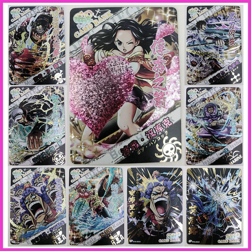 

Anime ONE PIECE Rare SP SSP Refraction Foil Luffy Law Dracule Mihawk Hancock Toys for boys Collectible Cards Birthday Present