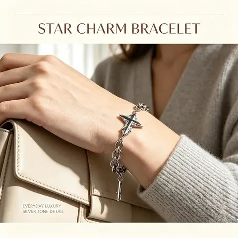 Adjustable Gothic Star Bracelet Double Layer Punk Curb Chain Wristband, Y2K Grunge Aesthetic Stacked Jewelry for Women Girls, Cool Egirl Alt Accessories for Cosplay Party Daily Wear Birthday Gift