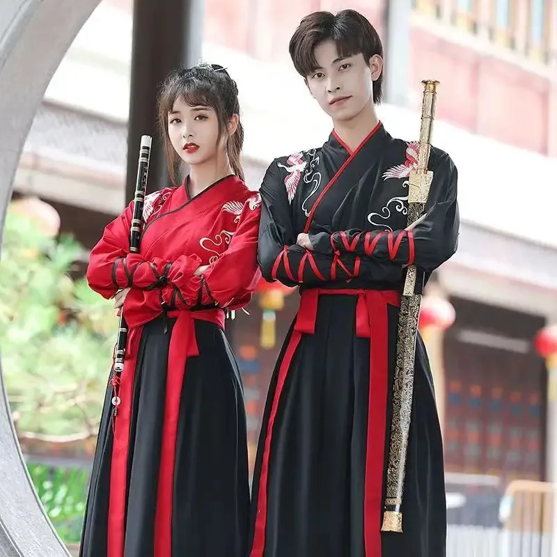 Hanfu Dress Set Diagonal Collar Waist Length Skirt Daily Improvement Hanfu Chinese Style Class Uniform Ancient Costume Martial