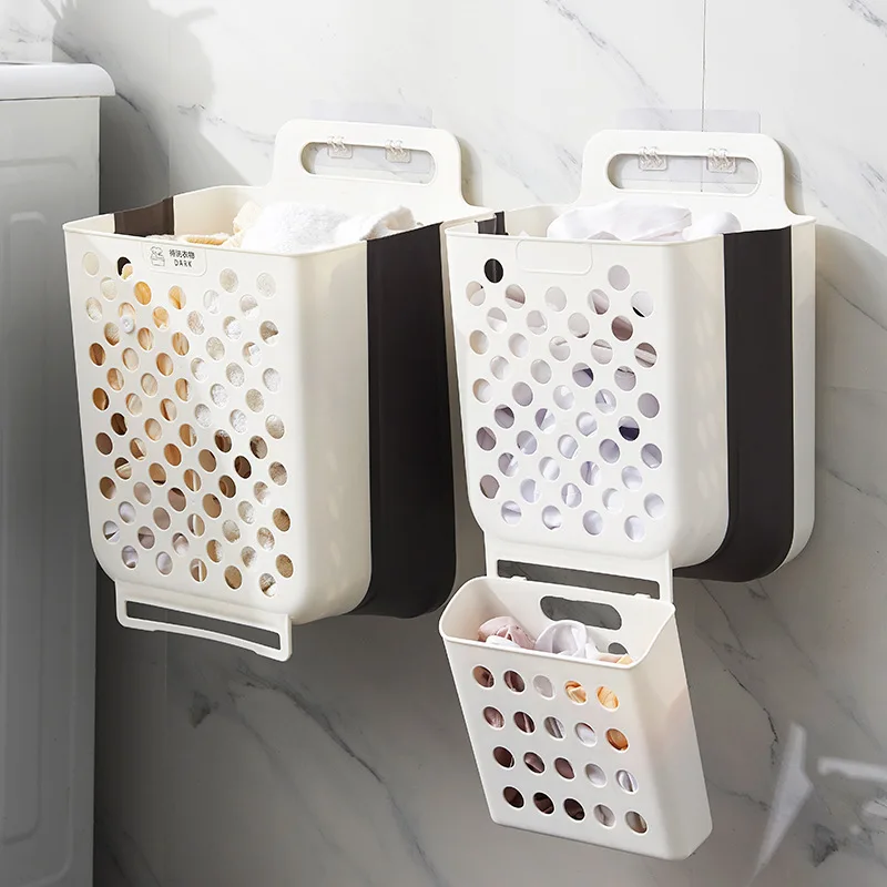 

Foldable Plastic Toy Laundry Basket Household Wall Mounted Dirty Clothes Hamper Storage Container Bathroom Organizer Accessories