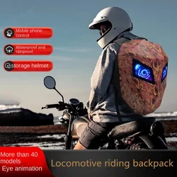 Mochila de motocicleta con patrón de caballero Led luminoso, casco de concha, Mochila impermeable para montar en motocicleta, bolsa para hombre y mujer