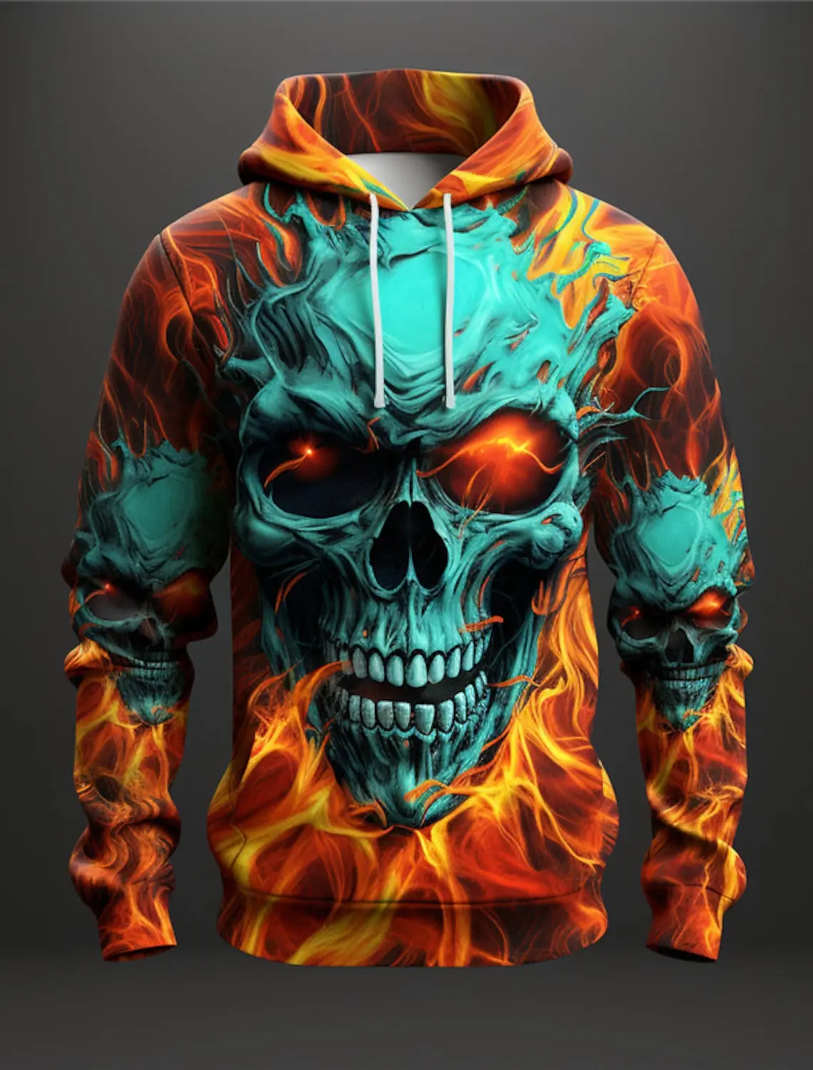 

Graphic Flame Skull Men's Fashion 3D Print Hoodie Hoodies Long Sleeve Hooded Print Front Pocket Spring & Fall Hoodie Sweatshirt