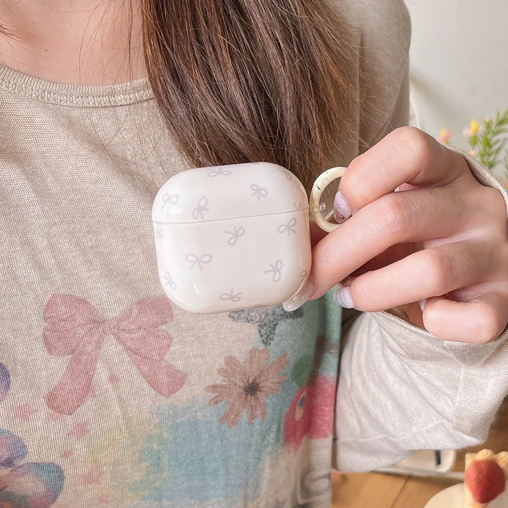 كوريا جميل لون الحلوى القوس لمعان سيليكون حقيبة سماعة الاذن ل airpods برو 2 ل airpods 1 2 3 4 غطاء للحماية مع سلسلة المفاتيح