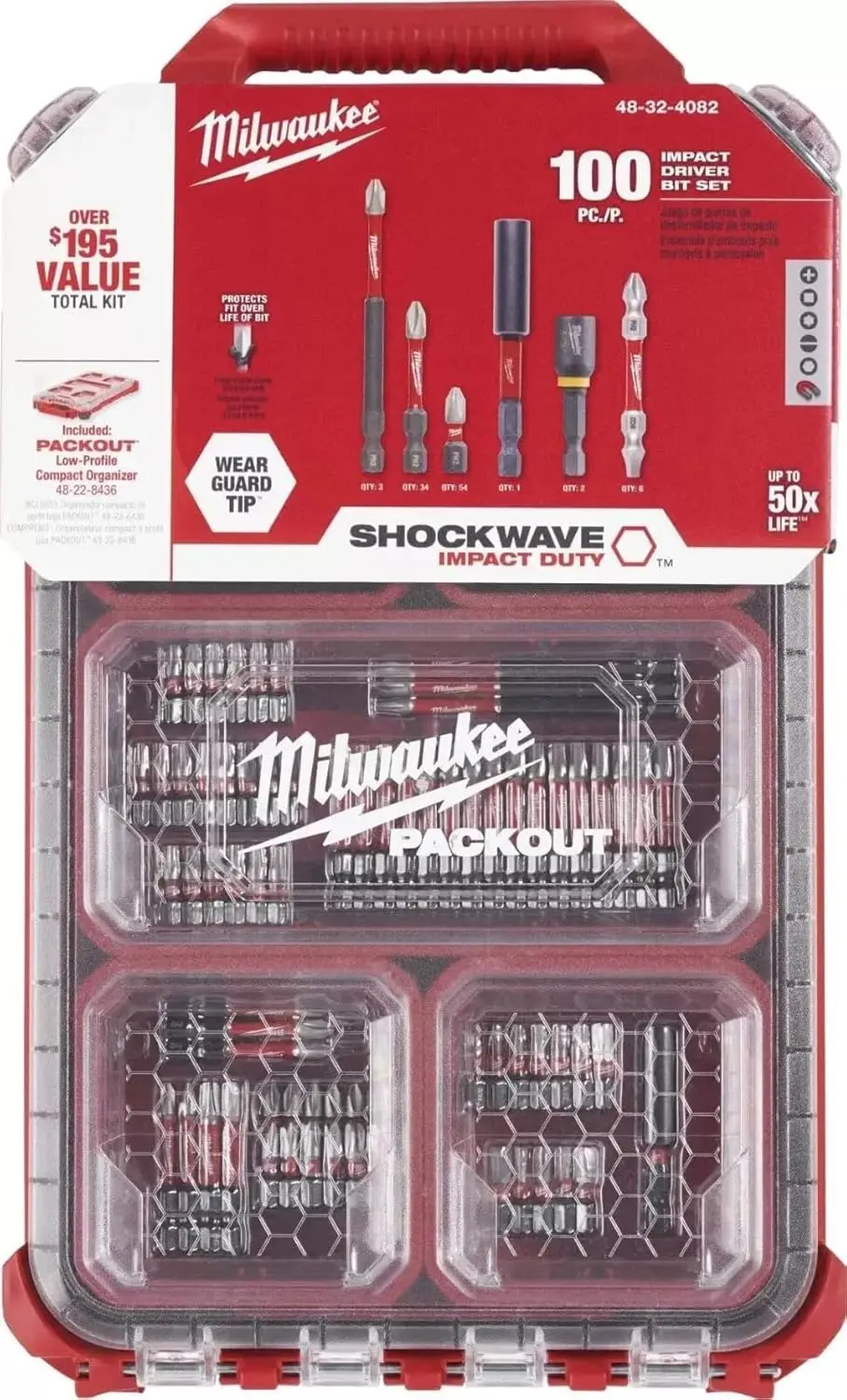 48-32-4082 With Impact Duty Driver Bit PACKOUT Set-100PC，For Milwaukee