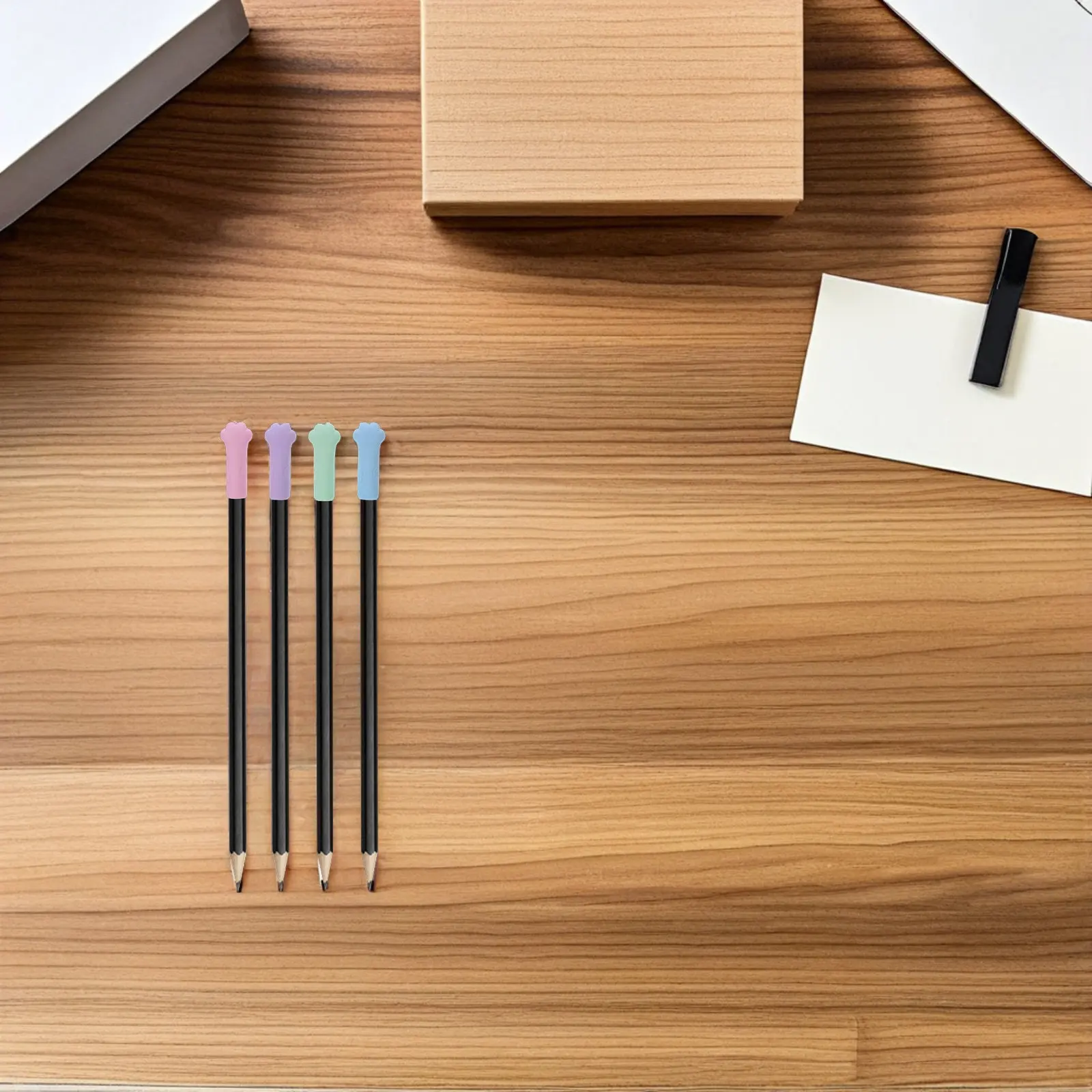 

80 шт. Защитные колпачки для карандашей в форме кошачьих лапок, пастельные, милые, канцелярские принадлежности, мягкие резиновые удлинители для карандашей, приз для класса