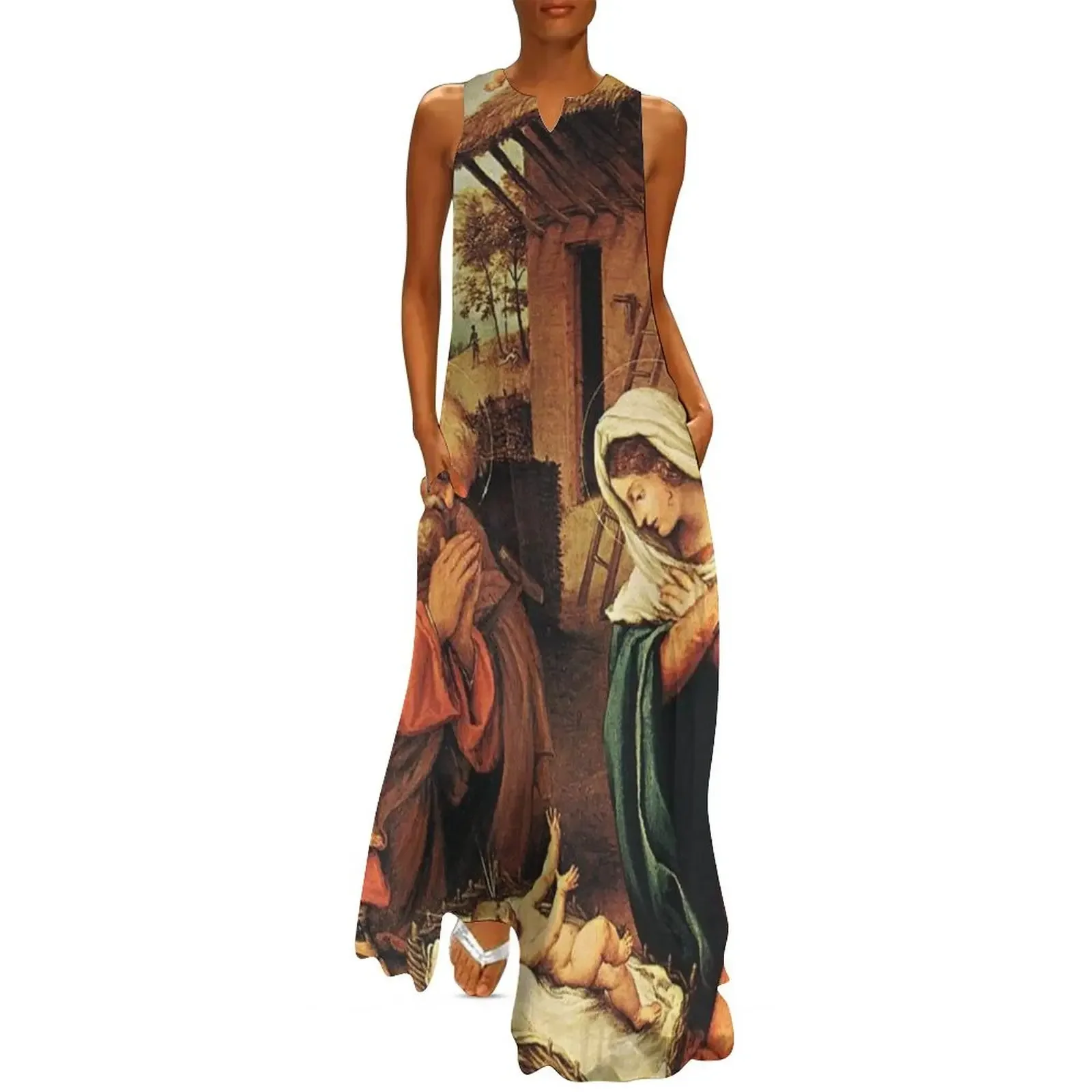 

Lorenzo Lotto - Nativity - classic Christmas Nativity scene Long Dress dresses for womens 2025 dress for women 2025 Dress