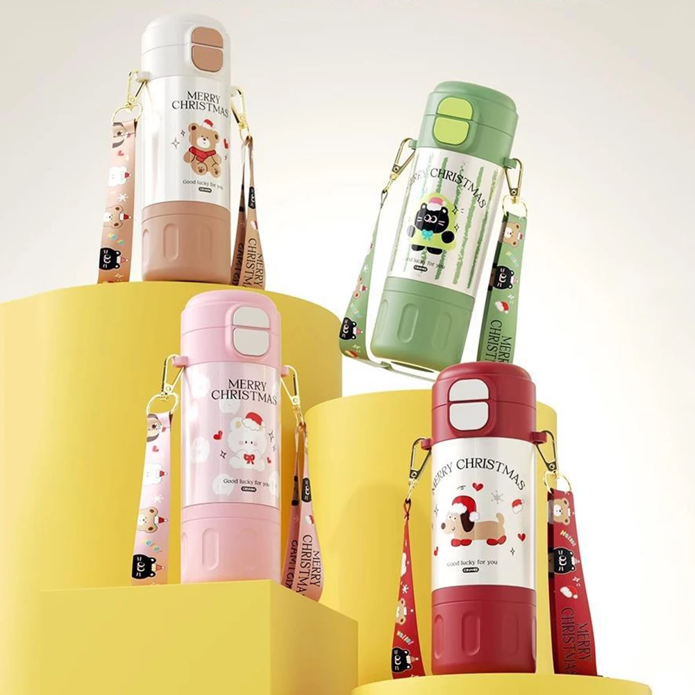 480ml Straw Insulated Water Bottle with Strap Vacuum Insulated Cup 316 Stainless Steel Vacuum Thermal Tumbler for Women Men