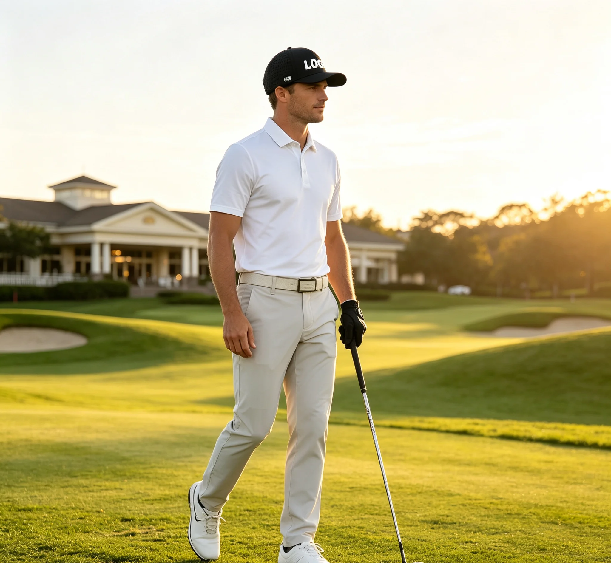 Custom OEM 6 Panel Golf Cap Waterproof Laser Perforated Hole Baseball Hat with Rubber Patch Lightweight Outdoor Sport Cap view 6