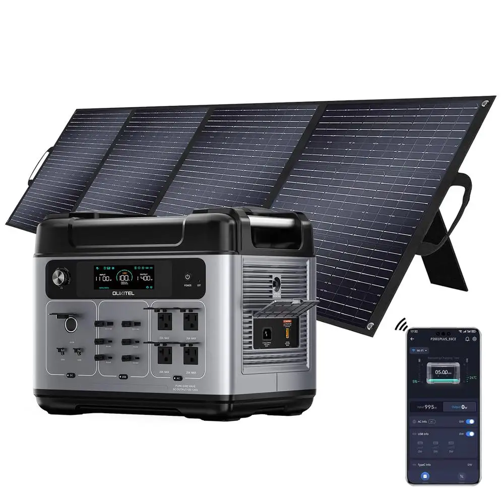 Generatore solare ad alta capacità 2048Wh/2400W Ricarica rapida 1800W Controllo intelligente Batteria LiFePO4 Centrale elettrica portatile