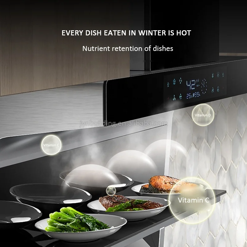 42 ㎡/min Home Appliance Kitchen Range Hood Wave Induction Wall Mounted 7-shaped Top Side Double Suction Range Hoods