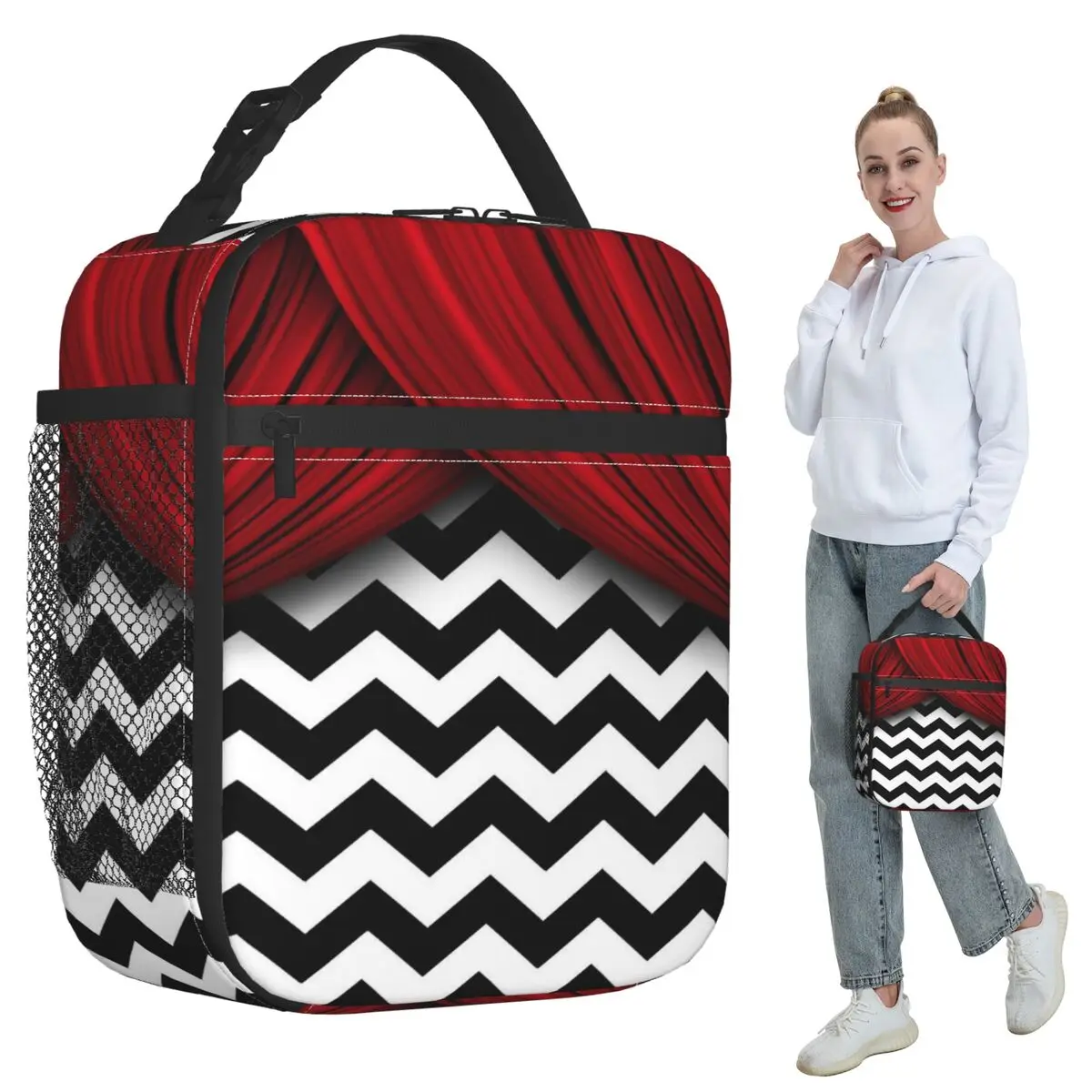 

Twin Peaks Red Curtains Insulated Lunch Bag for Kids School Cooler Thermal Food Box Tote Leakproof Lunch Boxes Container