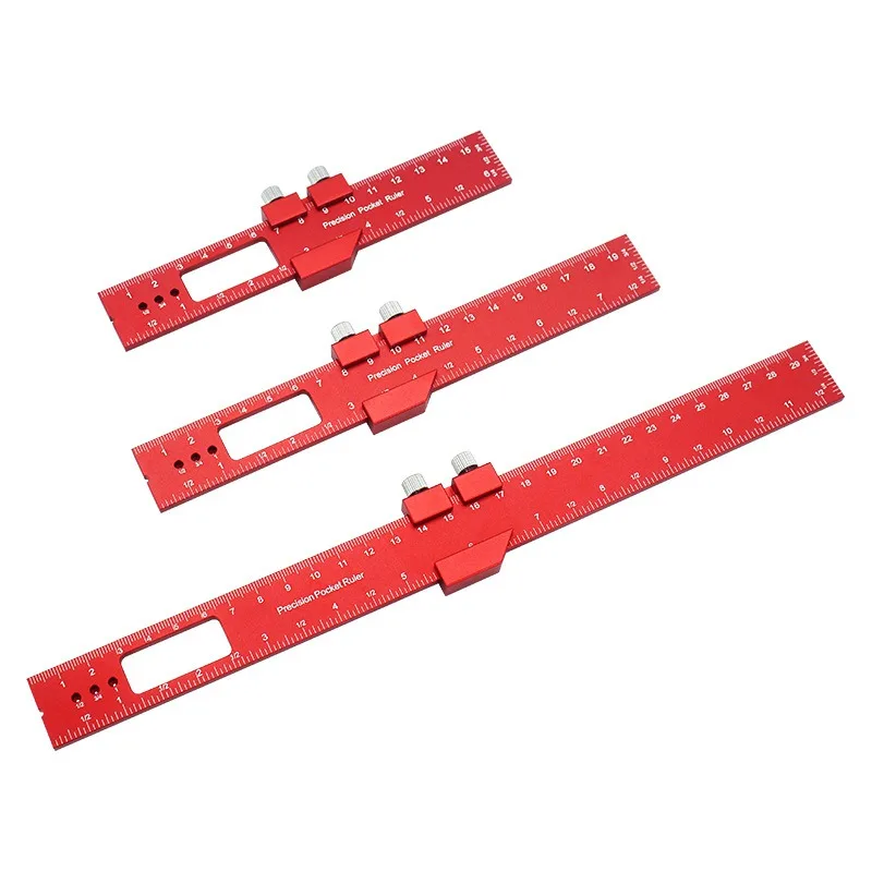 مسطرة جيب دقيقة مسطرة منزلق معدنية بوصة ومتري، مسطرة نجارة من الألومنيوم مع مسطرة كتابة من النوع T