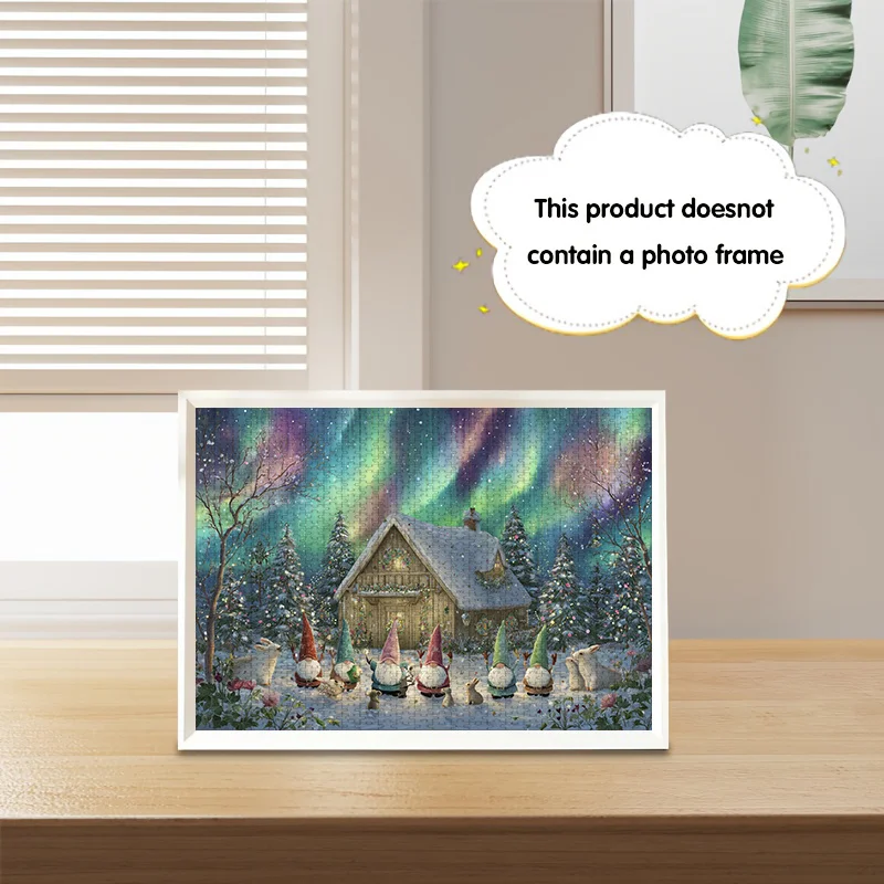 500 قطعة من صندوق الألغاز الصغير للبالغين بتصميم جنوم عيد الميلاد - مقاوم للخدش، مستوى صعوبة عالي للجمع الناضجين، فامي