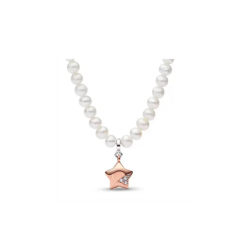 Luxuriöse Funkelnde Schneeflocken-Halskette S925 Sterling Silber Schleife Stern Halskette Damenschmuck Kette Muttertagsgeschenke – Detail 6