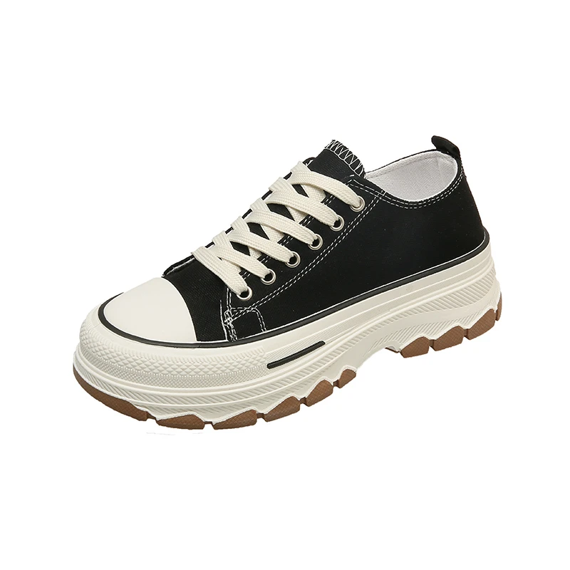 Damen Mode-Sneaker Klassische Canvas-Schuhe mit Dicker Sohle Erhöhte Freizeitschuhe für Frauen Zapatos De Mujer