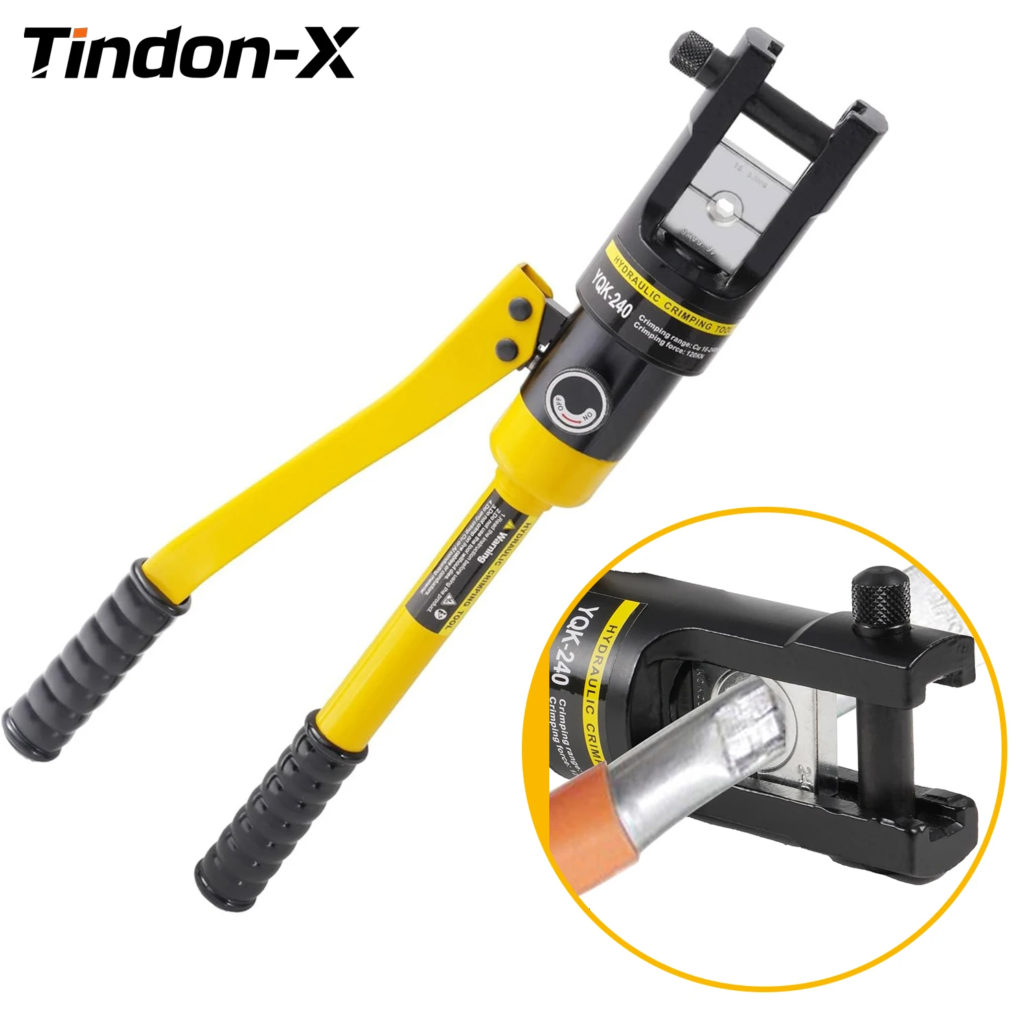 

TINDON-X Heavy Duty Hydraulic Crimper Battery Terminal Cable Lug Crimping Tool 12 Ton with 13 Dies 9AWG to 600kcmil
