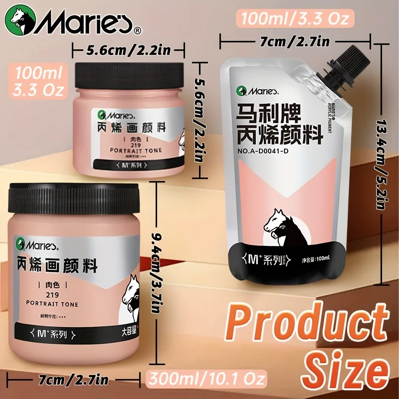 1pc Marie's Protrait Tone Acrylic Paint,100/300 ml(3.38 oz/10.1 oz) for Rock,Wood,Crafts,Canvas,Glass for Artists and Adults image 6
