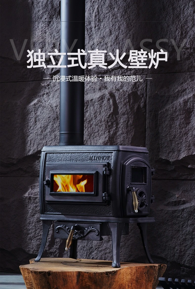 Cast iron real fire wood burning freestanding fireplace wood heater