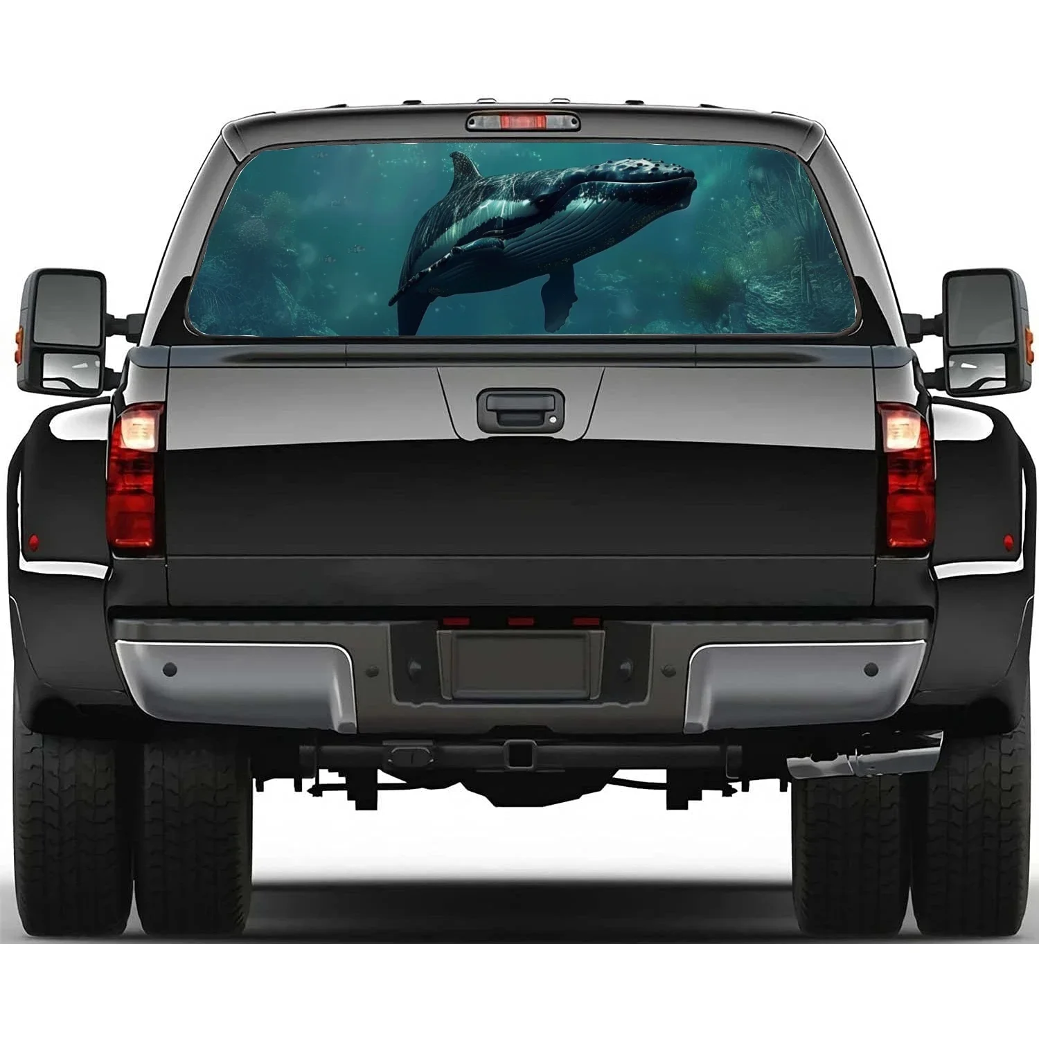 Free Swimming Whales Car Accessories Rear Windshield Sticker Truck Window See Through Perforated Window Vinyl Decal Decoration