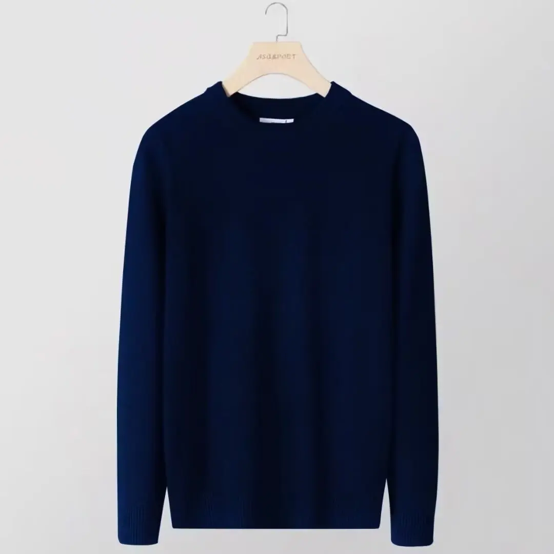 سترة رجالية برقبة دائرية بلون سادة وطبقة داخلية سترة جديدة لخريف 2025 سترة علوية دافئة تريكو اختيار متعدد الألوان