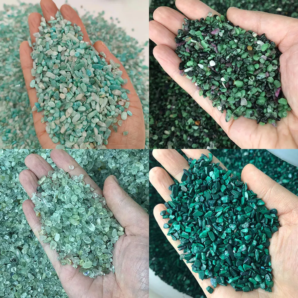 

Natural Stone Crystals Mini Peridot Amazonite Malachite Chips Crystal Stones Gravel Minerals Quartz Home Decoration DIY Aquarium