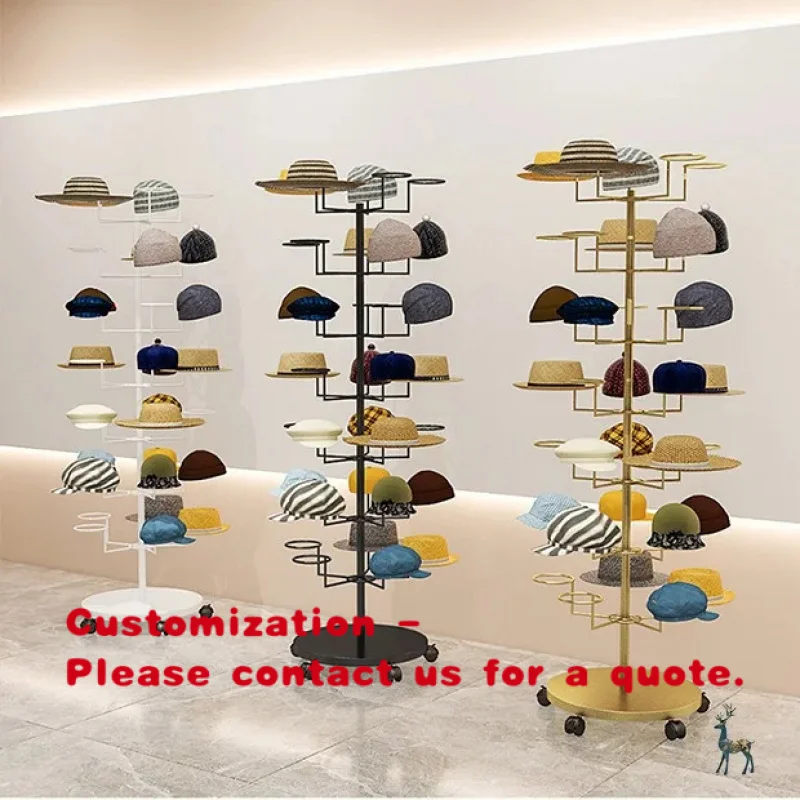 custom.Metal Cap Wire Shelf Hanging Hat Display Stand with Spinner Rack Hanging Hats & Clothes Durable Metal Shelves